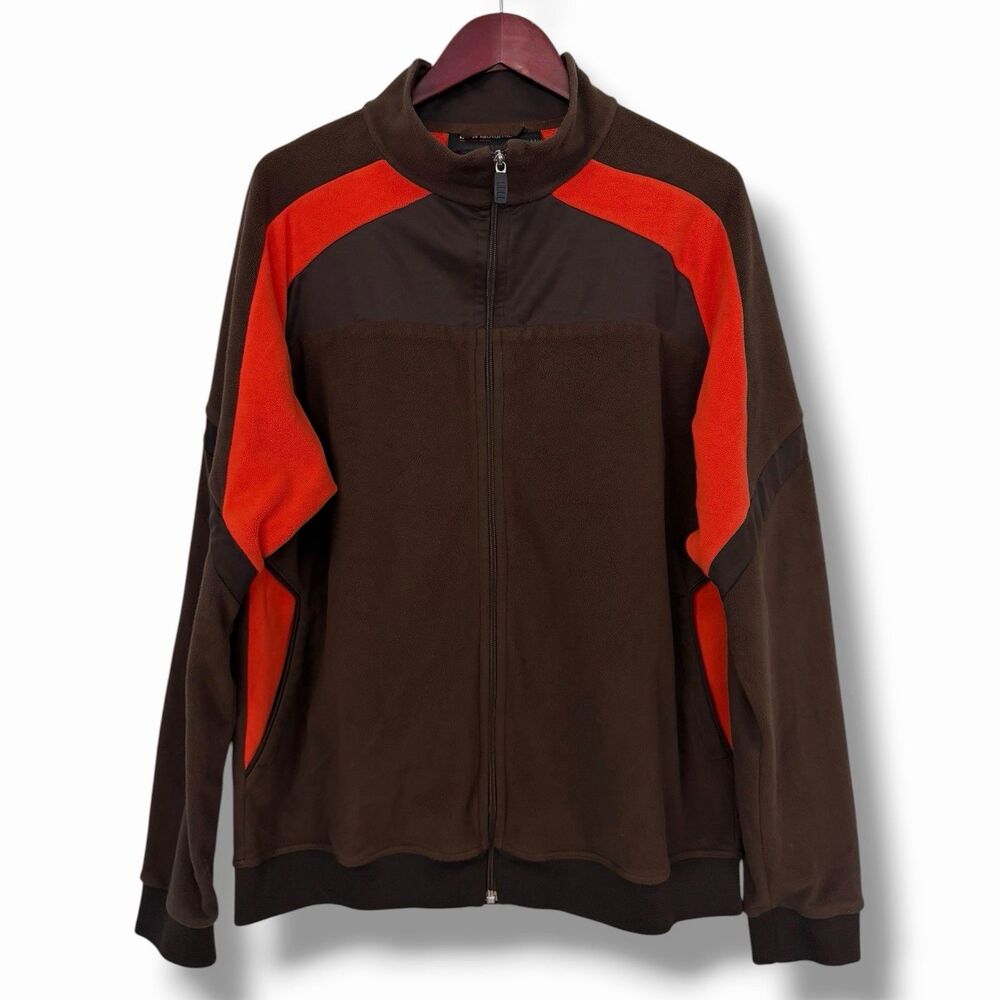 BMW Motorrad Track Jacket Mens XXL Brown Orange Fleece Full Zip Motorcycle Moto